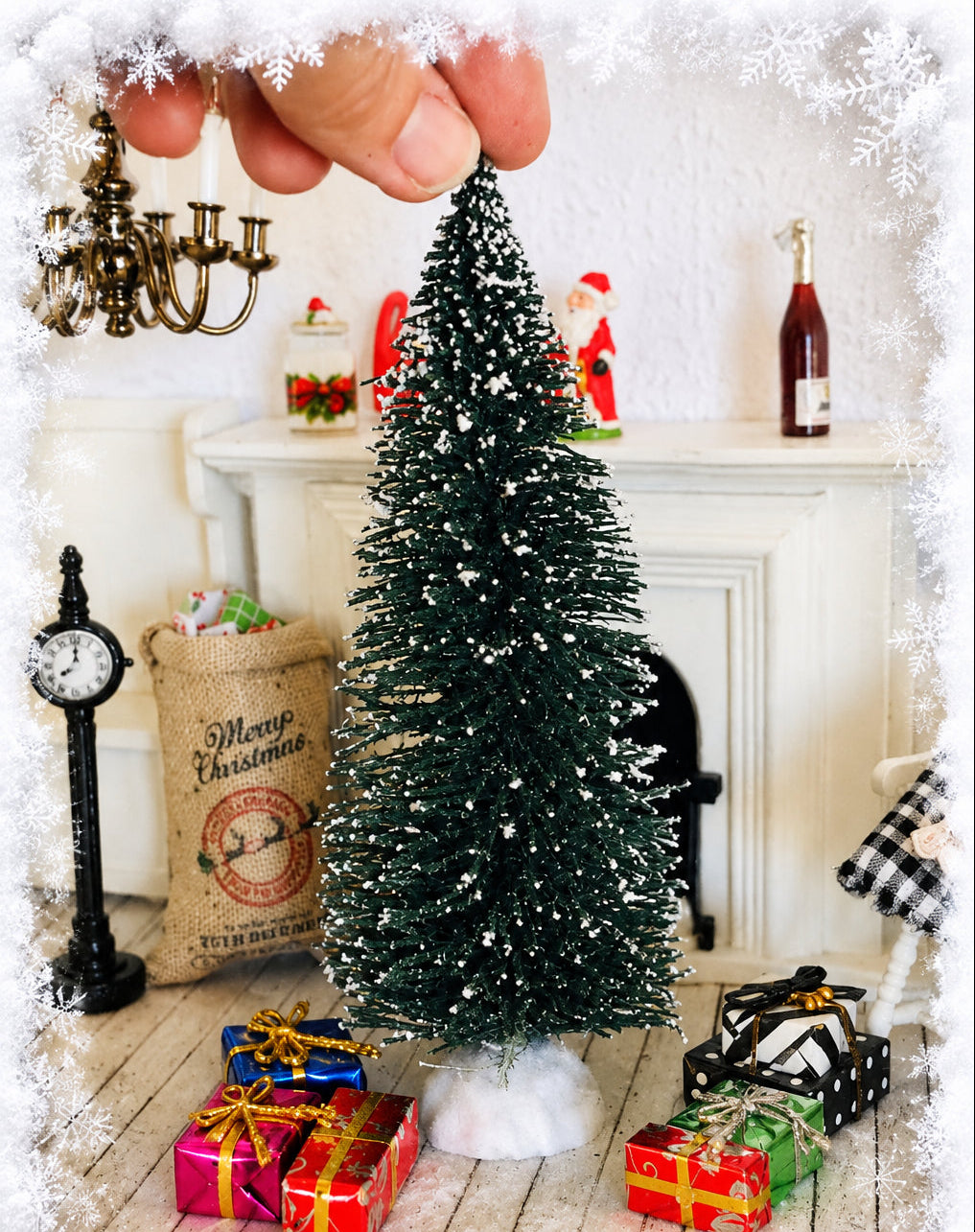Christmas tree miniature flocked snowy base