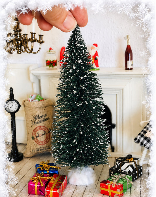 Christmas tree miniature flocked snowy base