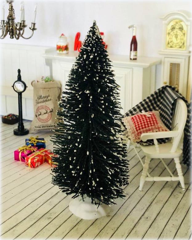 Christmas Tree - Dark Green -  Flocked & Frosted - 15cm
