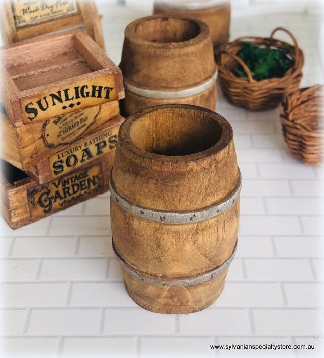 Rustic Barrel - Miniature – Dollhouse Accessories Australia