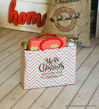 Dollhouse miniature Christmas shopping bag of wrapped gifts