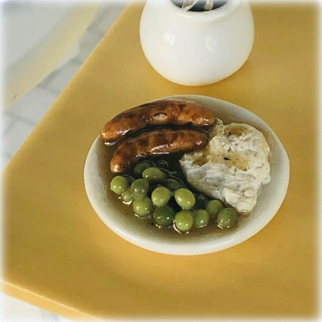 Bangers and Mash with Peas - Miniature