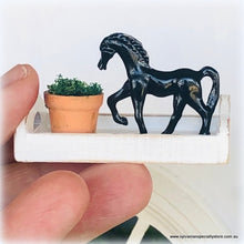 Dollhouse miniature black horse ornament farm rustic country