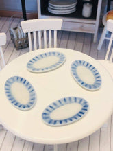 Dollhouse miniature blue oval plate