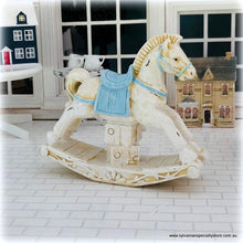 Rocking Horse Vintage Style - 9.5 cm high - Blue -Miniature