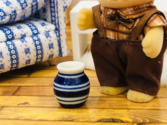 Dollhouse miniature blue striped vase