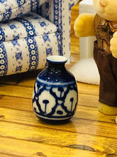 Dollhouse miniature blue vase