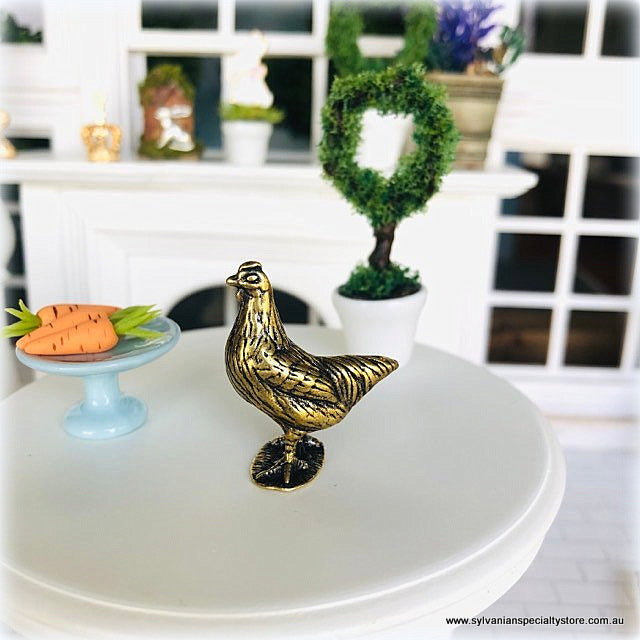 Brass Hen - 2.5  cm high - Miniature