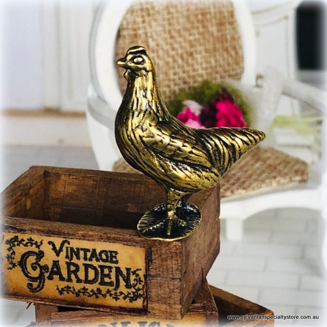 Brass Hen - 2.5  cm high - Miniature