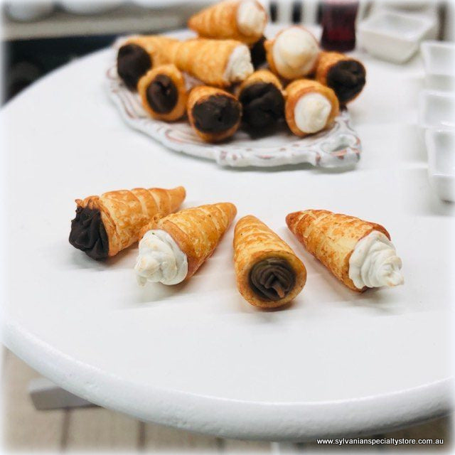 Dollhouse miniature cream horns french bakery pastry shop
