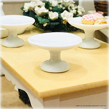 Dollhouse cake plate pedestal stand miniature white ceramic