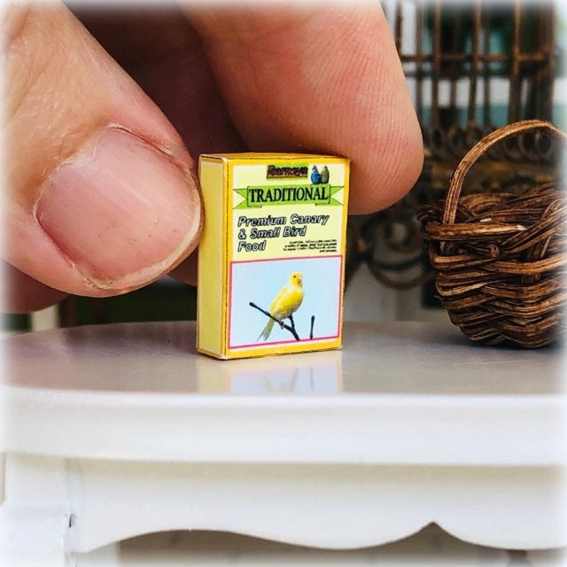 Dollhouse miniature canary bird seed packet