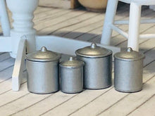 Dollhouse miniature tiny silver canisters