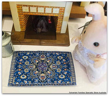 Dollshouse miniature small blue rug carpet