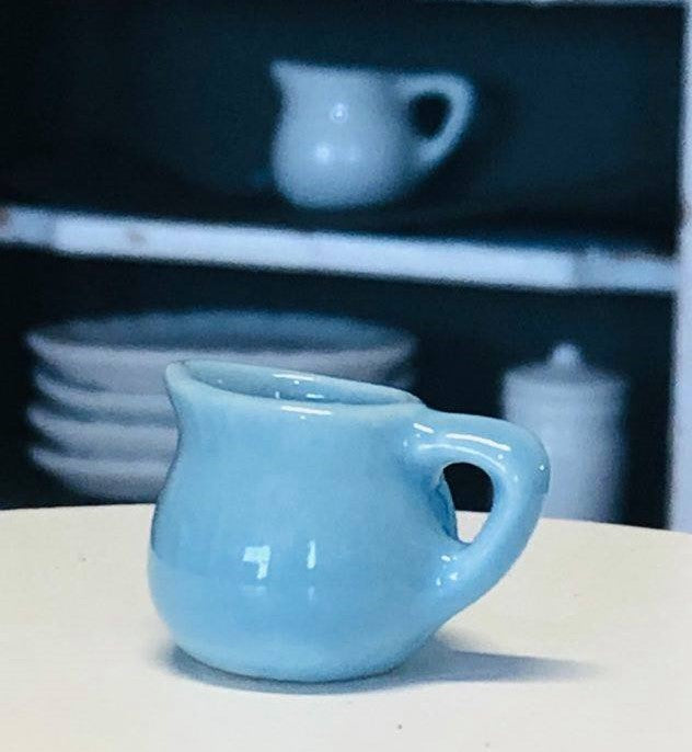 Dollhouse miniature ceramic blue crockery