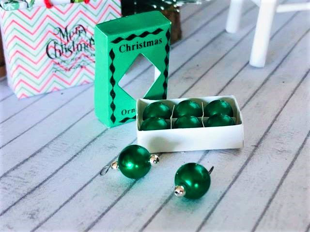 Christmas Ornaments - Green - Miniature