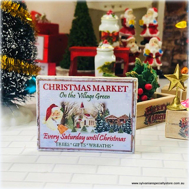 Dollhouse Christmas Sign Village Christmas market