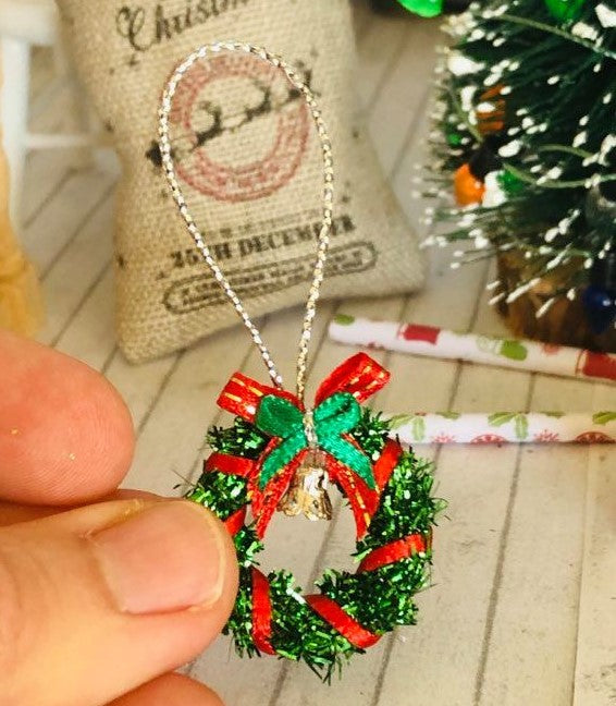 Dollhouse minaiture Christmas accessories sack wreath