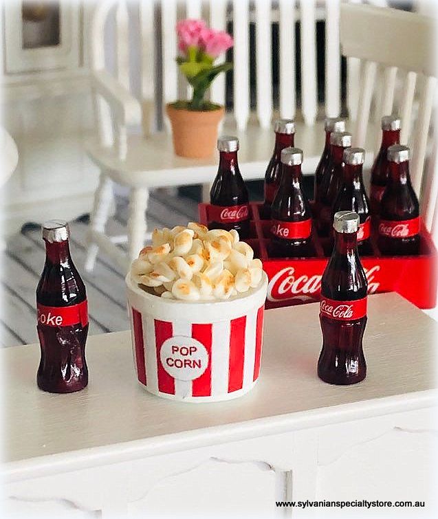 Tiny Coke Soda Set For Dollhouse Miniature 1:12 Scale - Fun Plastic Drink Accessories