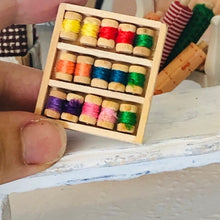 Dollhouse miniature Cotton reel thread in box sewing room