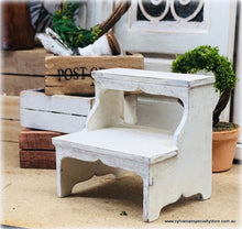 Dollhouse miniature rustic step stool farmhouse furniture