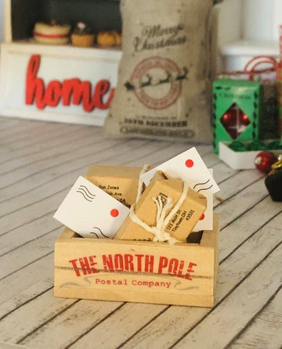 Dollhouse miniature north pole crate post office accessories