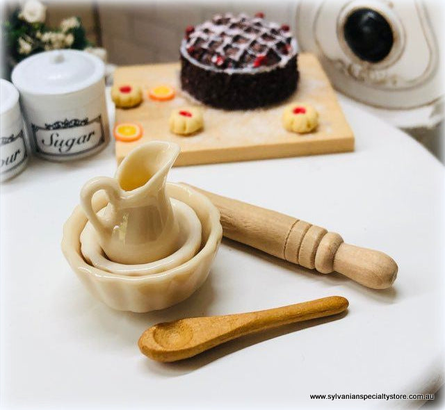 Dollhouse vintage farmhouse rustic kitchen accessories baking day