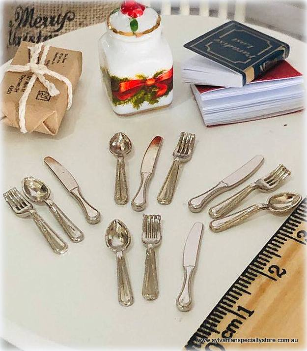 Dollhouse miniature cutlery knives forks spoons