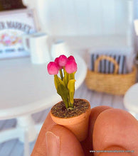 Dollhouse miniature flowers deep pink tulip