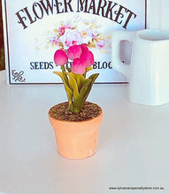 Dollhouse miniature flowers deep pink tulip