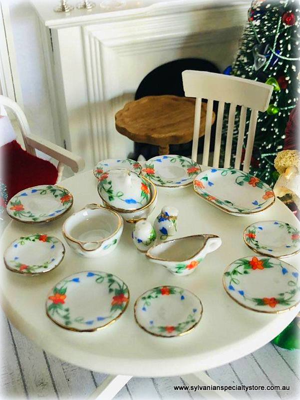 Dollhouse miniature crockery christmas ceramic