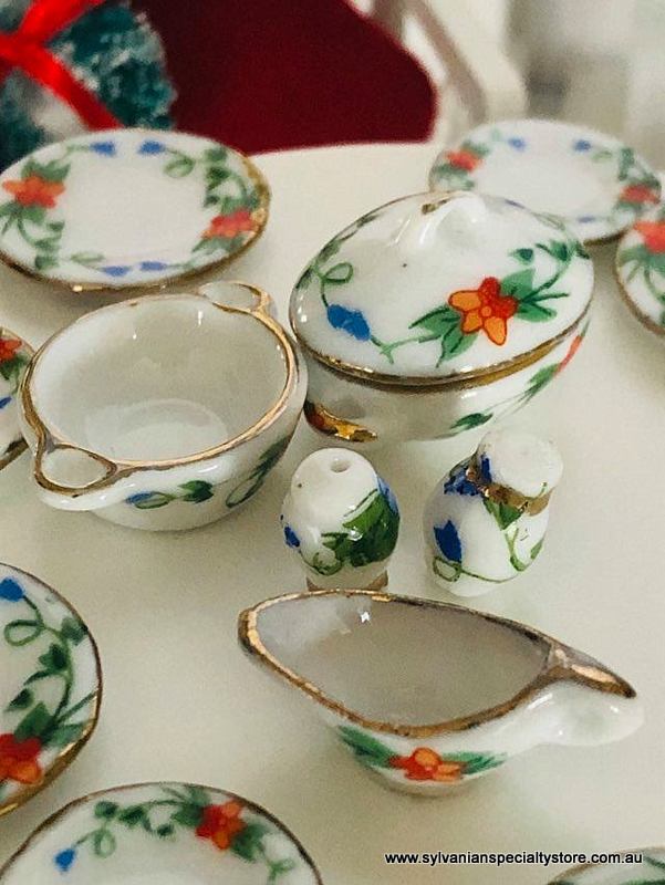 Dinner Set - 15 pieces - Orange & Blue -  Miniature