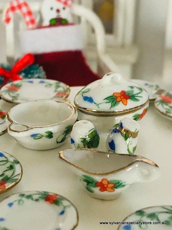 Dinner Set - 15 pieces - Orange & Blue -  Miniature