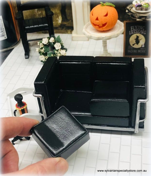 Modern dollhouse black two seater sofa art deco