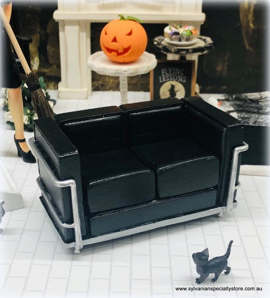 Modern dollhouse black two seater sofa art deco