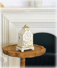 Dollhouse miniature white mantle clock