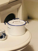 Enamel-style White and Blue Pot - Miniature