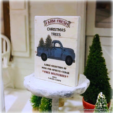 Dollhouse miniature farm fresh christmas trees blue truck
