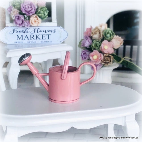 Dollhouse Easter Flowers pink watering can 