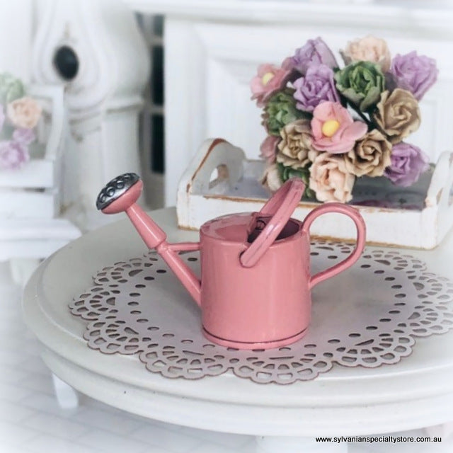 Dollhouse Easter Flowers pink watering can 
