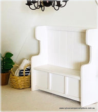 White Wooden Pew/Hallway Seat - Miniature