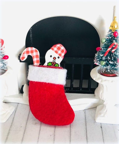 Christmas Stocking - Red & White - Miniature