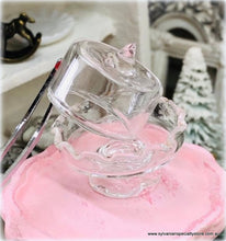 Dollhouse miniature glass cloche cake stand