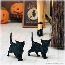 Dollhouse Halloween pair black cats witch