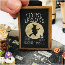 Dollhouse Halloween Sign Witch Flying Lessons