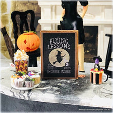 Dollhouse Halloween Sign Witch Flying Lessons