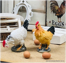 Dollhouse miniature hens white yellow