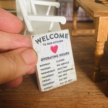 Dollhouse Miniature Kitchen hours sign humour
