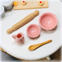 Baking Set: Bowls, Jug, Rolling Pin and Wooden Spoon - Pink