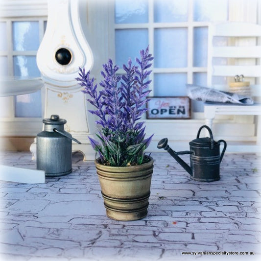 Dollhouse miniature lavender plant aged urn french provincial purple